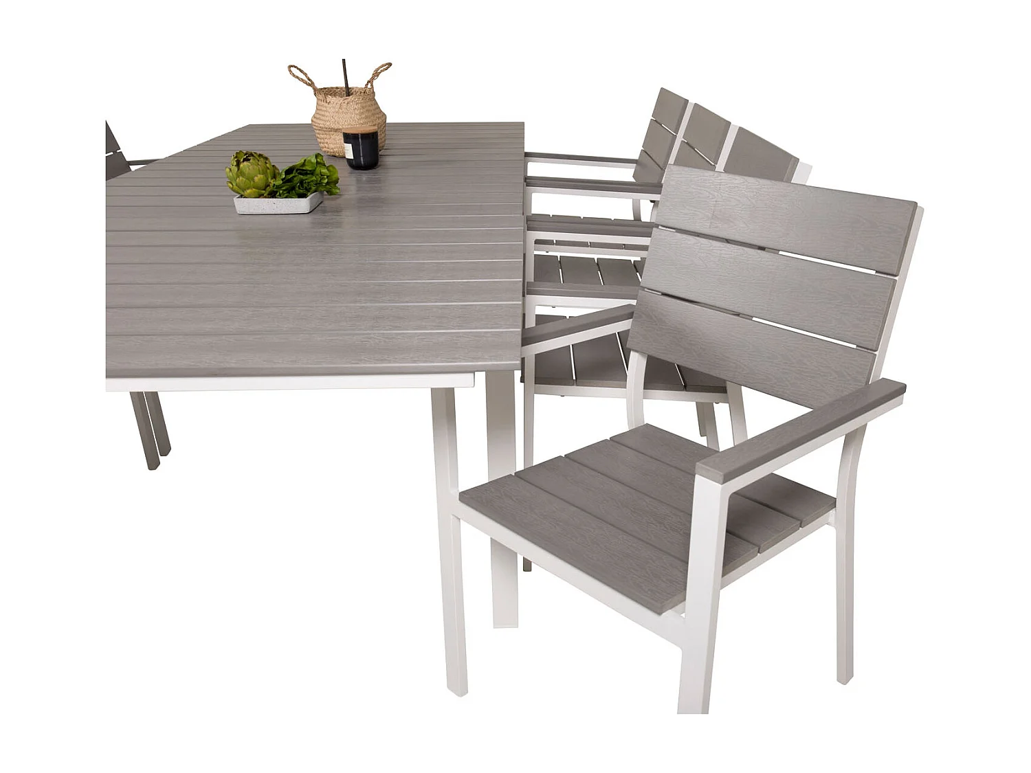Levels Gartenset Tisch 100x160/240cm und 8 Stühle Levels weiß, grau.
