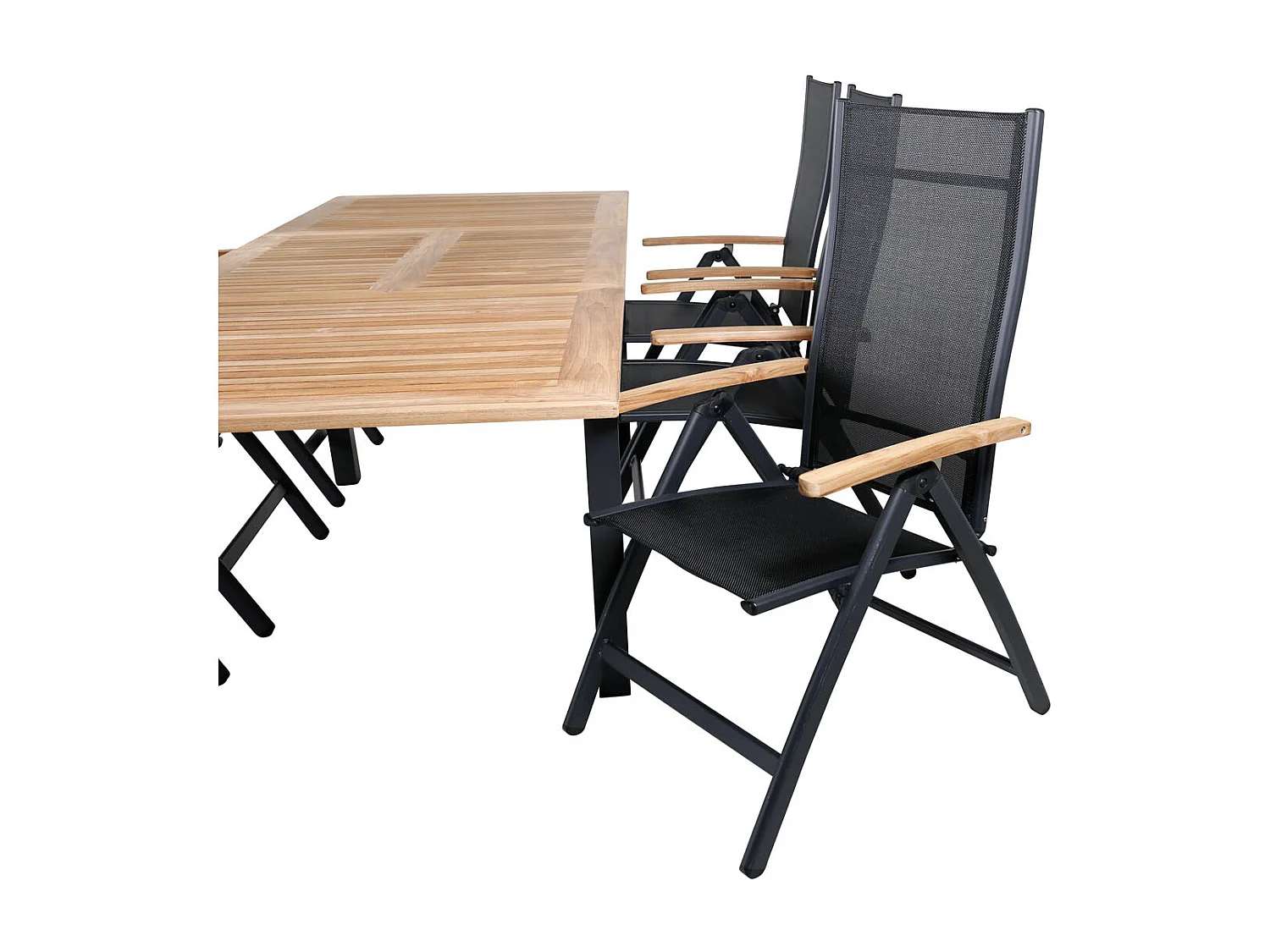 Panama tuinmeubelset tafel 90x152/210cm en 6 stoel Panama zwart, naturel.