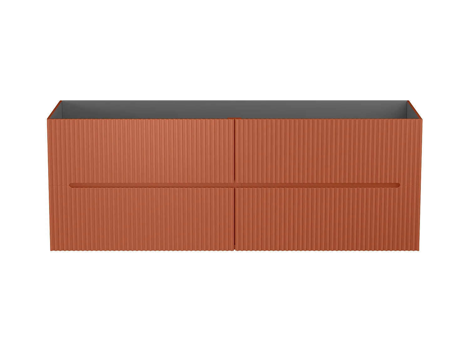 Meuble sous vasque suspendu strié terracotta - 150 cm - PAVANI