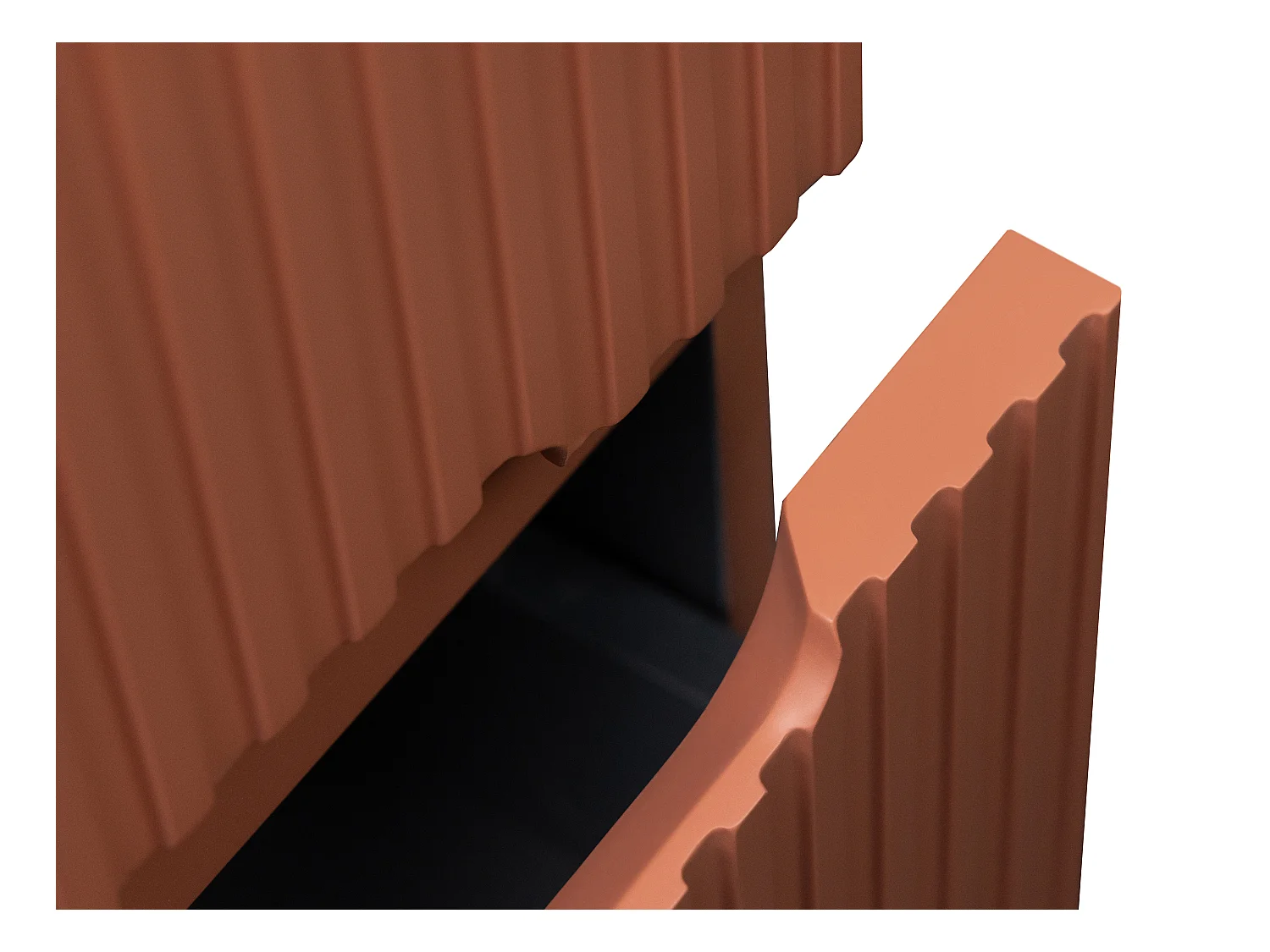 Meuble sous vasque suspendu strié terracotta - 150 cm - PAVANI