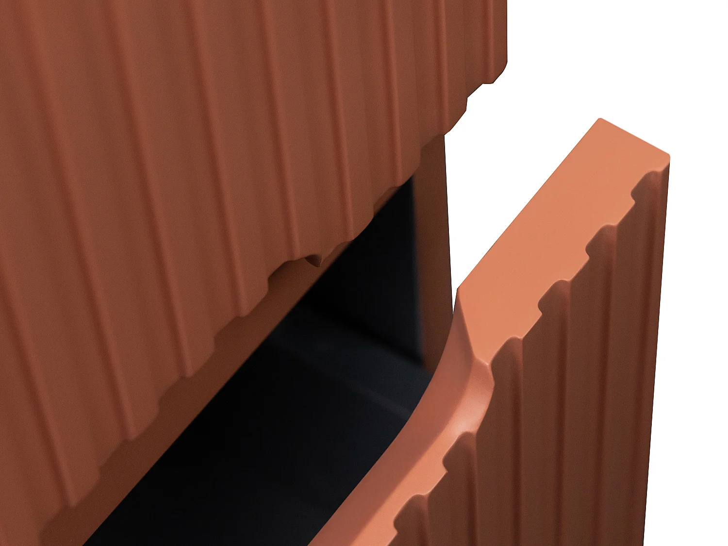 Meuble sous vasque suspendu strié terracotta - 150 cm - PAVANI