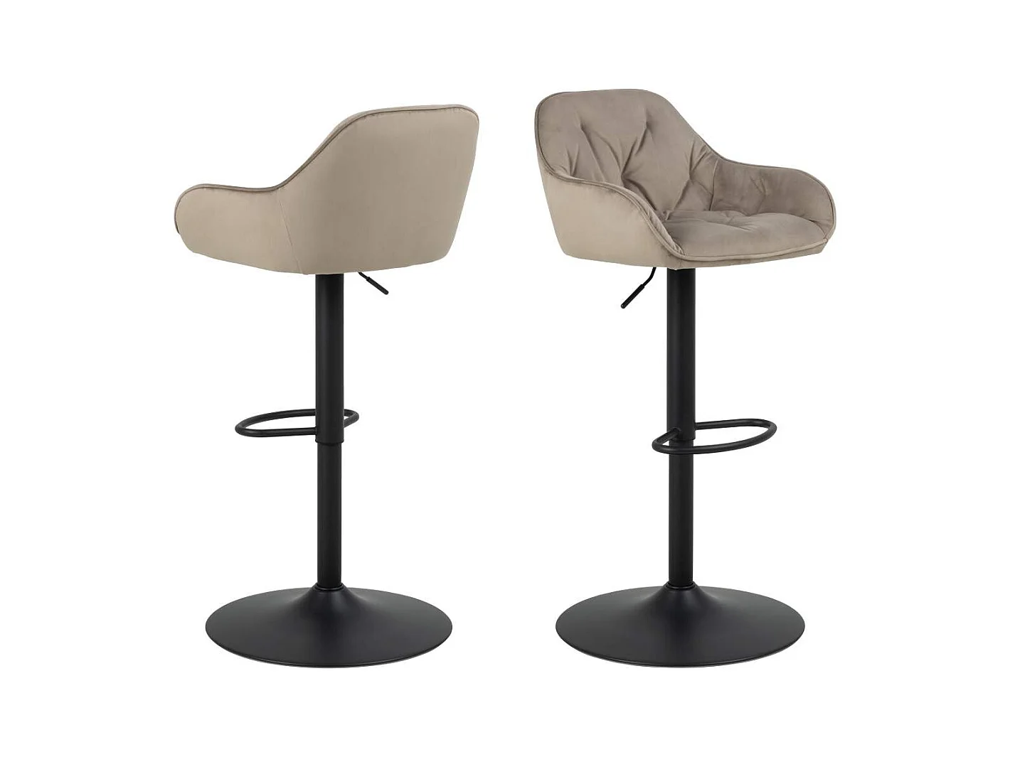 Brooke tabouret de bar velours fonction pivotante beige.