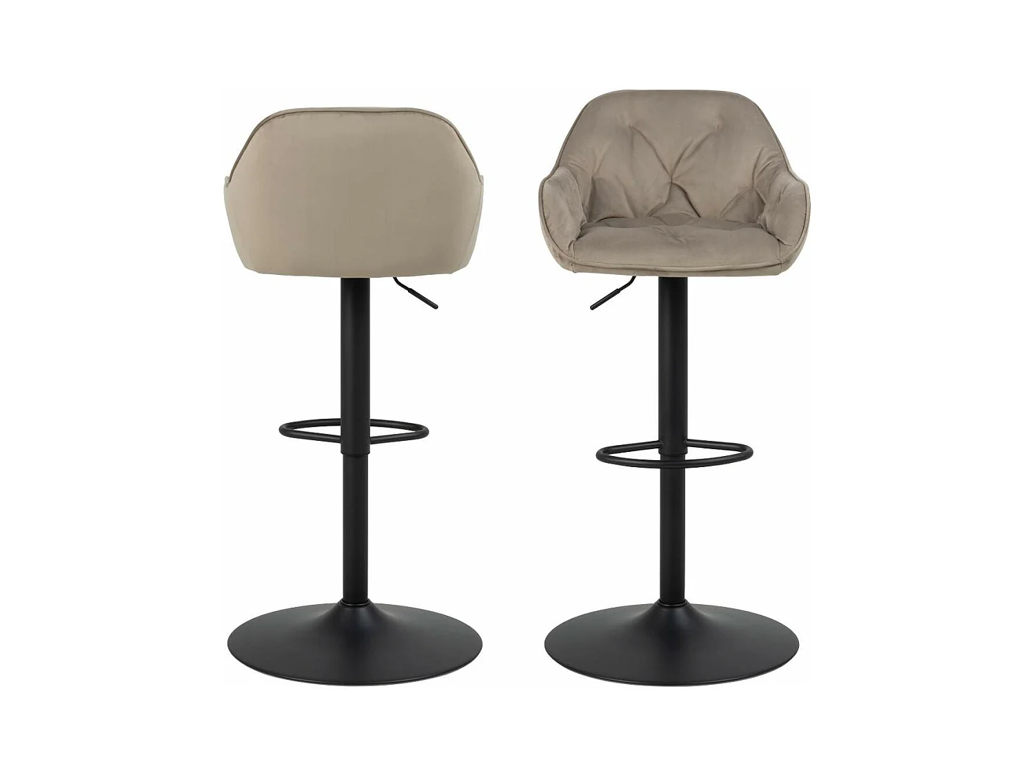 Brooke tabouret de bar velours fonction pivotante beige.