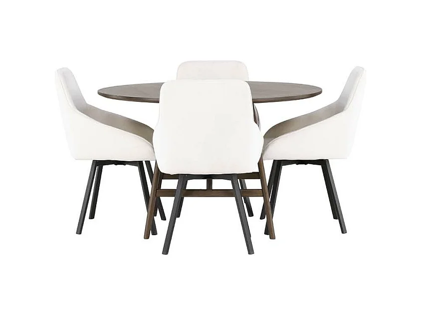 Kaseindon ensemble pour salle à manger table marron et 4 Rosie chaises beige.