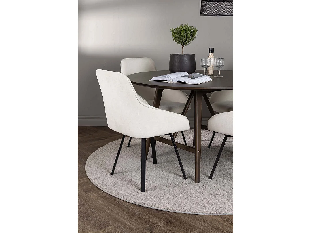 Kaseindon ensemble pour salle à manger table marron et 4 Rosie chaises beige.