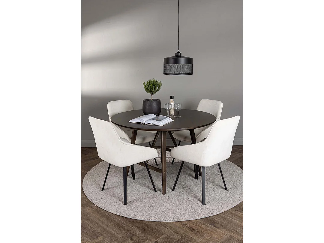 Kaseindon ensemble pour salle à manger table marron et 4 Rosie chaises beige.