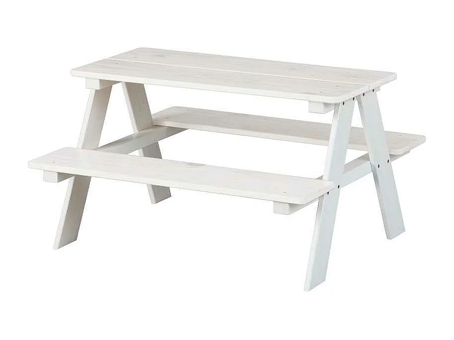 Table Enfant en Bois "Massif" 90cm Blanc