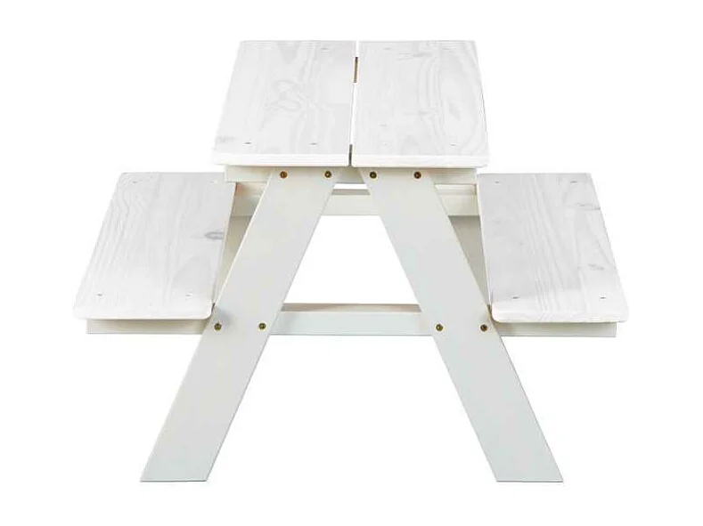 Table Enfant en Bois "Massif" 90cm Blanc