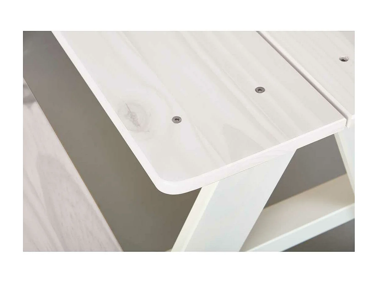 Table Enfant en Bois "Massif" 90cm Blanc