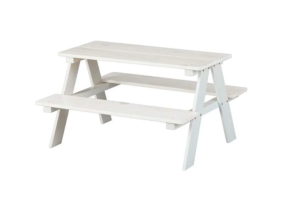 Table Enfant en Bois "Massif" 90cm Blanc