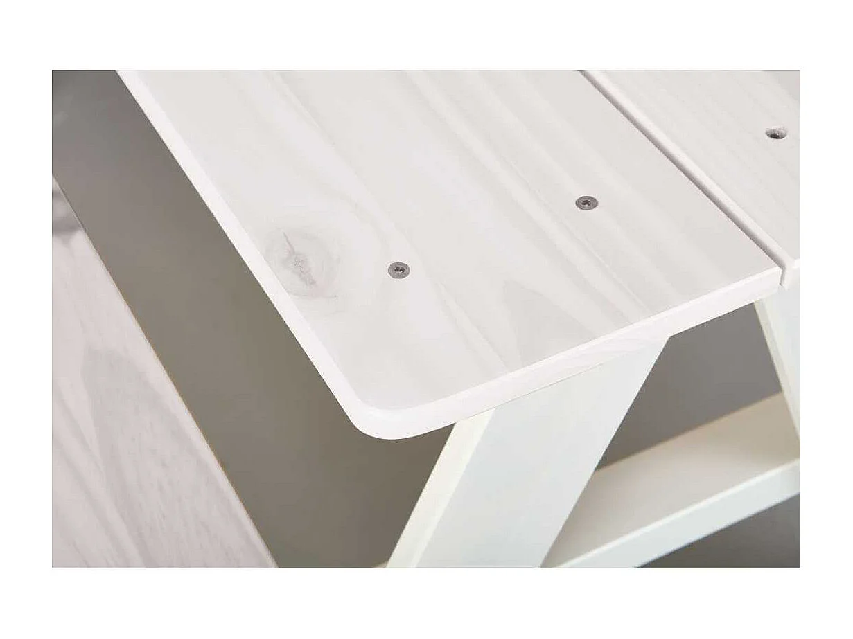 Henning ensemble pour salle à manger ensemble table et banc enfants à l'intérieur blanc.