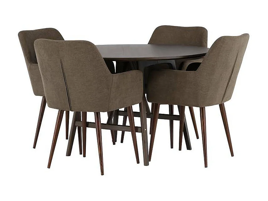 Kaseindon ensemble pour salle à manger table marron et 4 Tomorrow chaises marron.