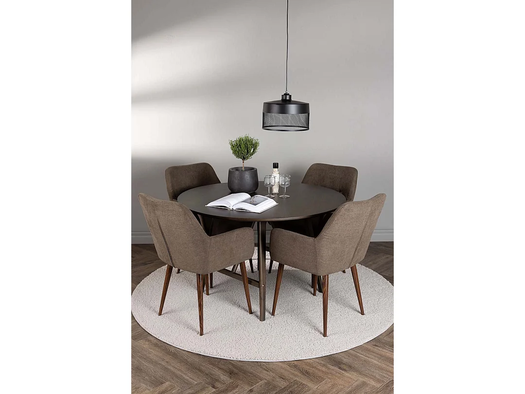 Kaseindon ensemble pour salle à manger table marron et 4 Tomorrow chaises marron.