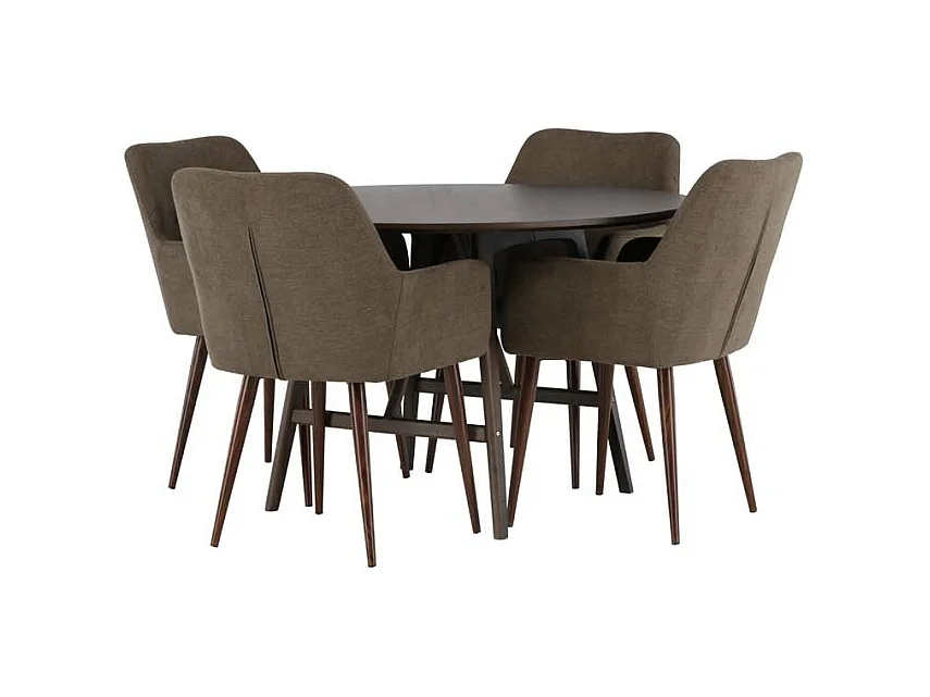 Kaseindon Essgruppe Tisch braun und 4 Tomorrow Stühle braun.