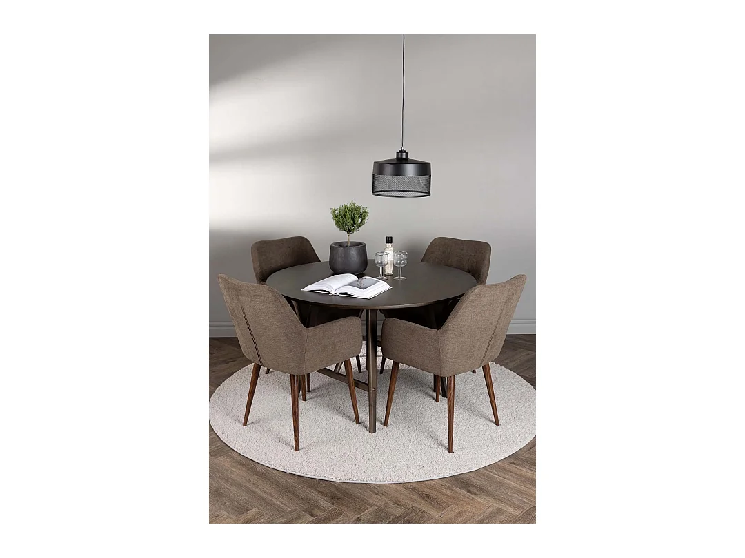 Kaseindon Essgruppe Tisch braun und 4 Tomorrow Stühle braun.