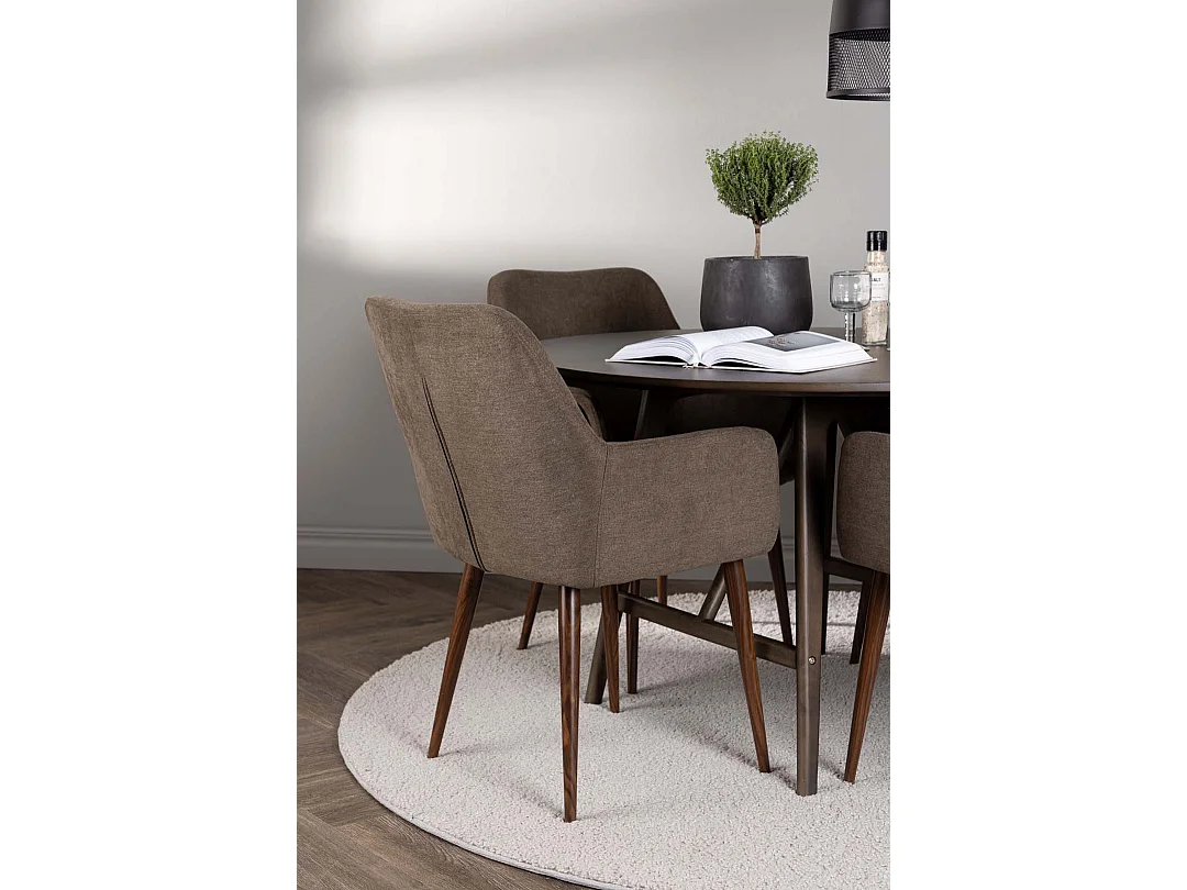 Kaseindon ensemble pour salle à manger table marron et 4 Tomorrow chaises marron.