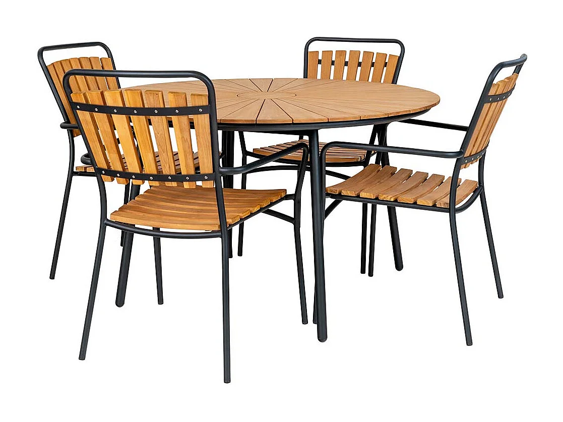 Cleveland Gartentisch Ø130cm Teak,schwarz.