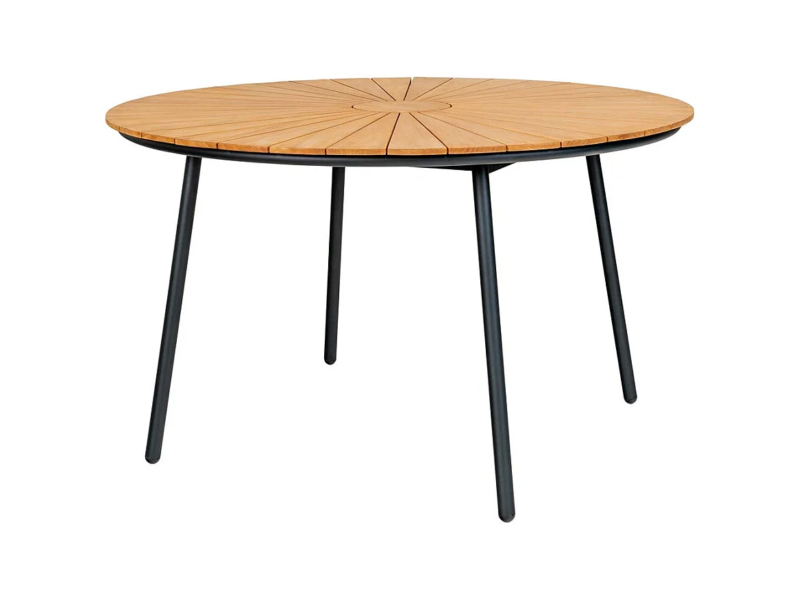 Cleveland table de jardin Ø130cm teck,noir.