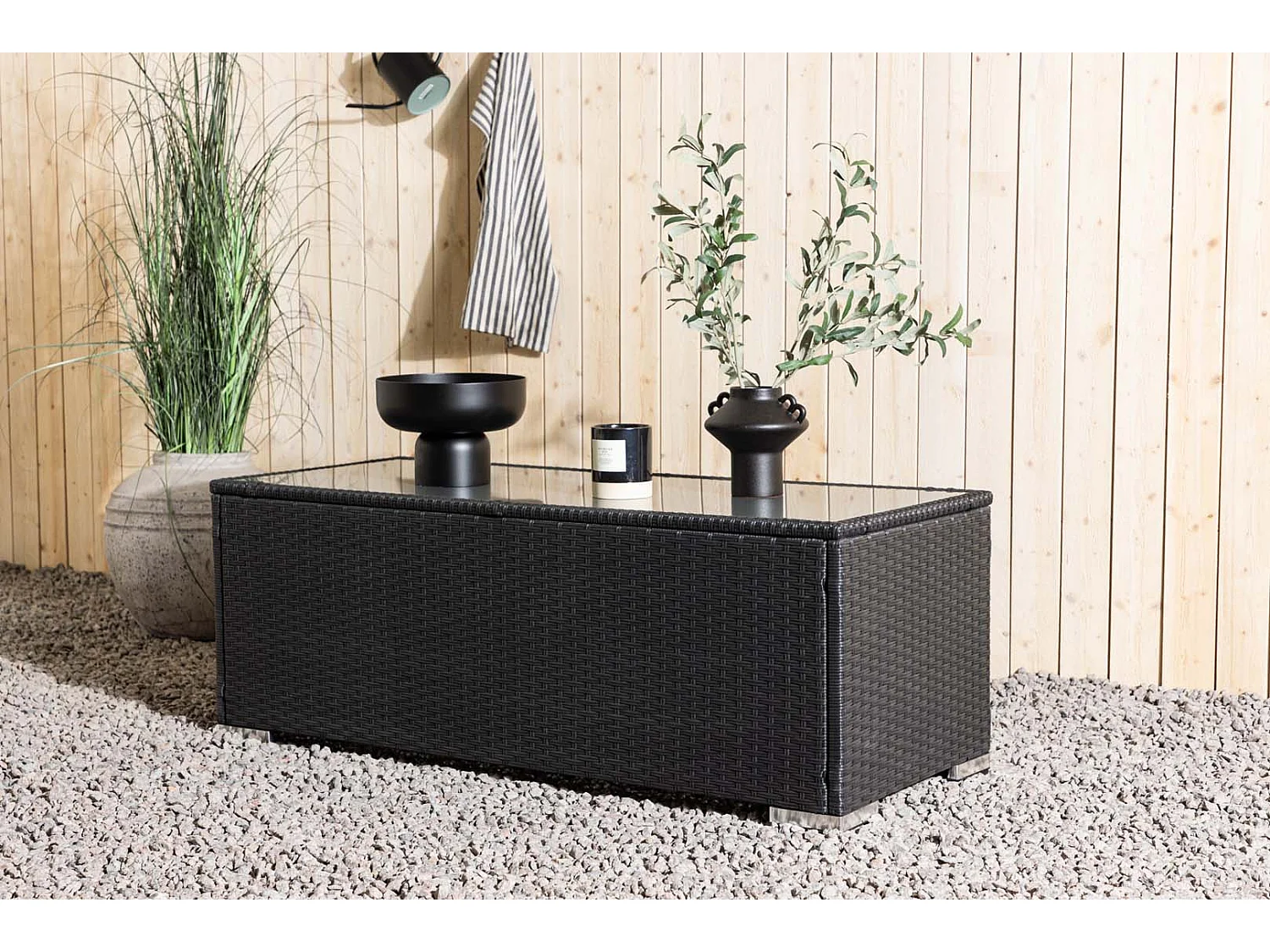 London Gartentisch 50x120cm schwarz.