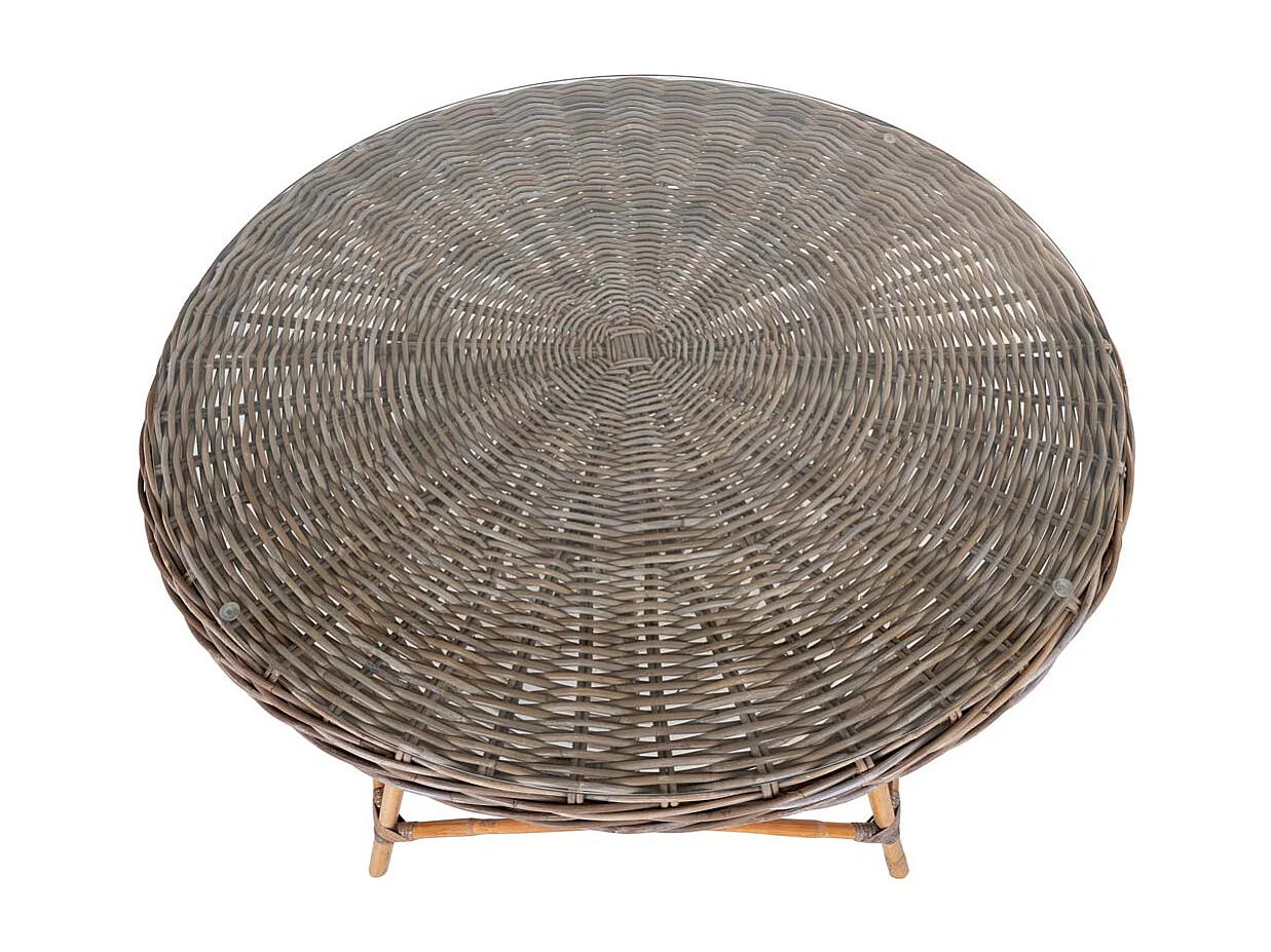 Larisa table de jardin Ø120cm verre kubu,gris.