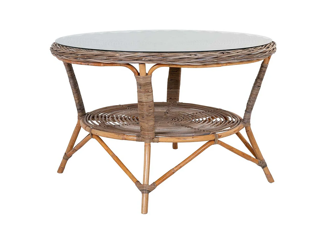 Larisa table de jardin Ø120cm verre kubu,gris.