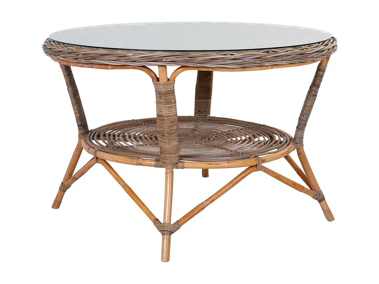 Larisa tuintafel Ø120cm glas kubu,grijs.