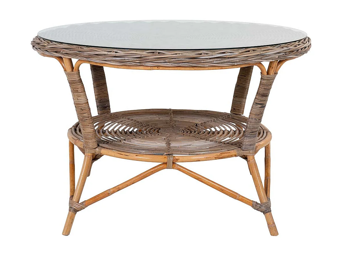 Larisa tuintafel Ø120cm glas kubu,grijs.