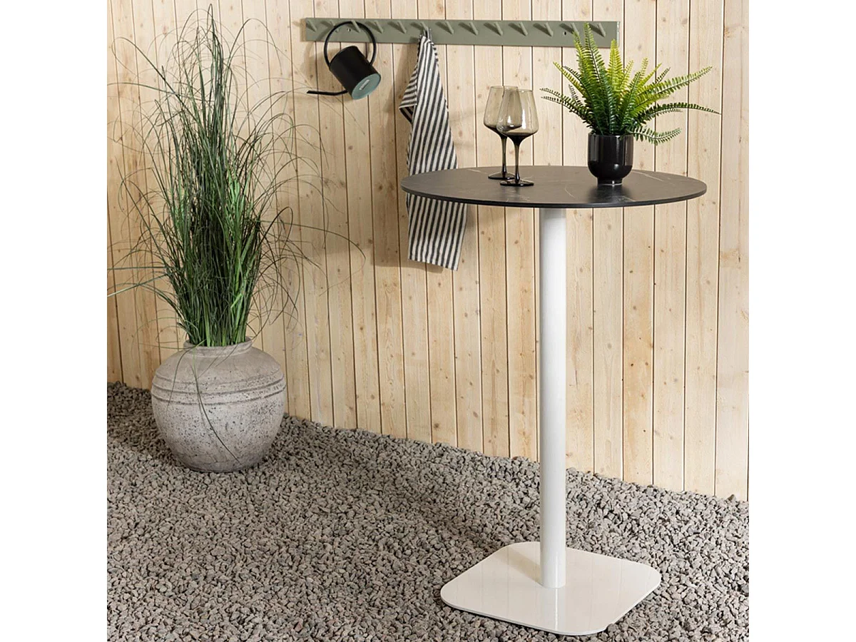 Table de Bar de Jardin "Milano" 100cm Gris & Blanc