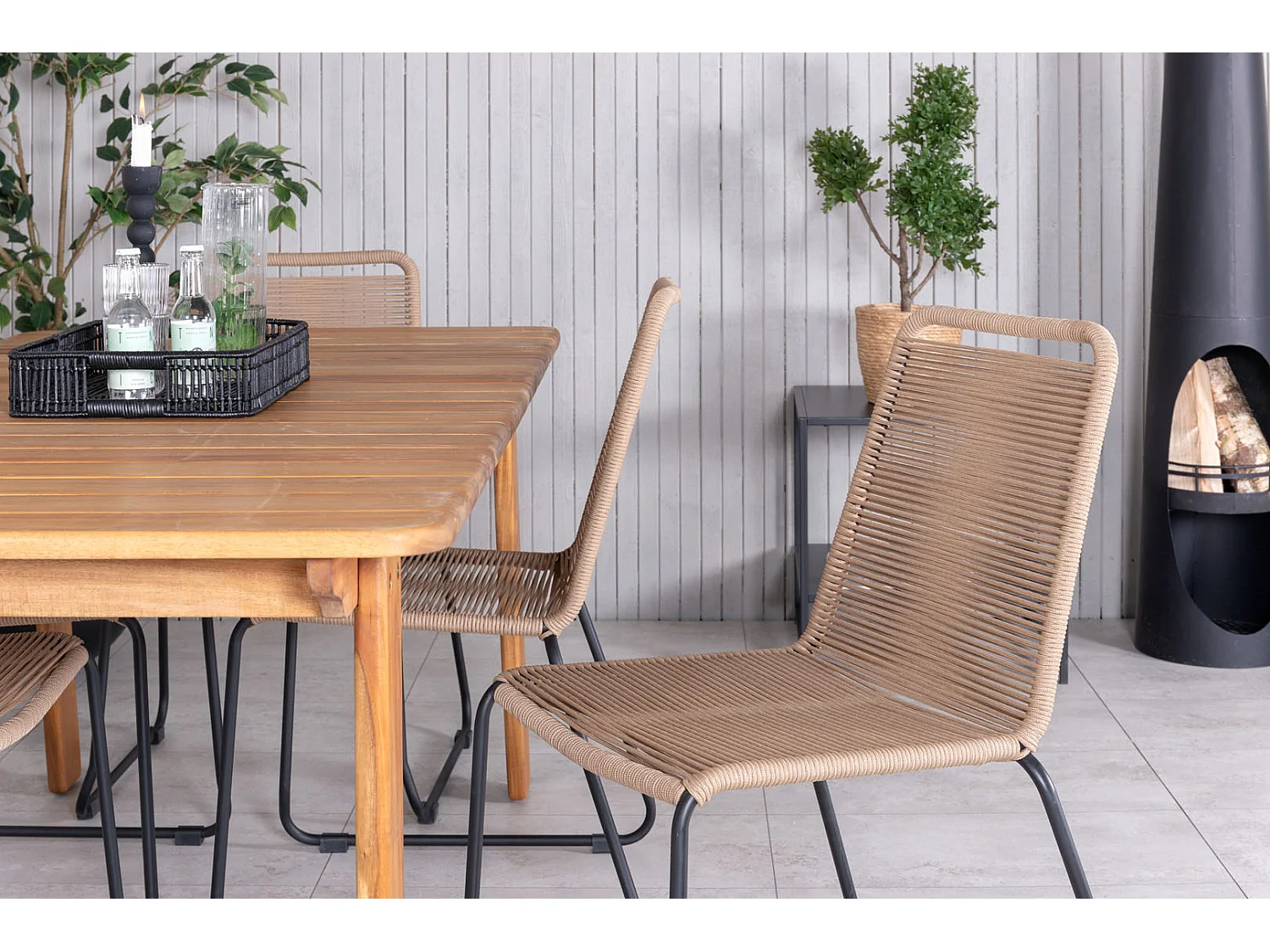 Lindos tuinstoel stapelbaar zwart.