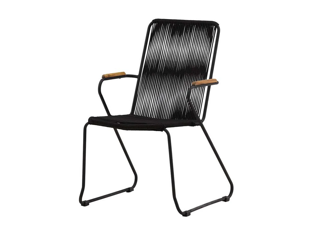 Bois Gartenstuhl mit Armlehnen stapelbar schwarz.