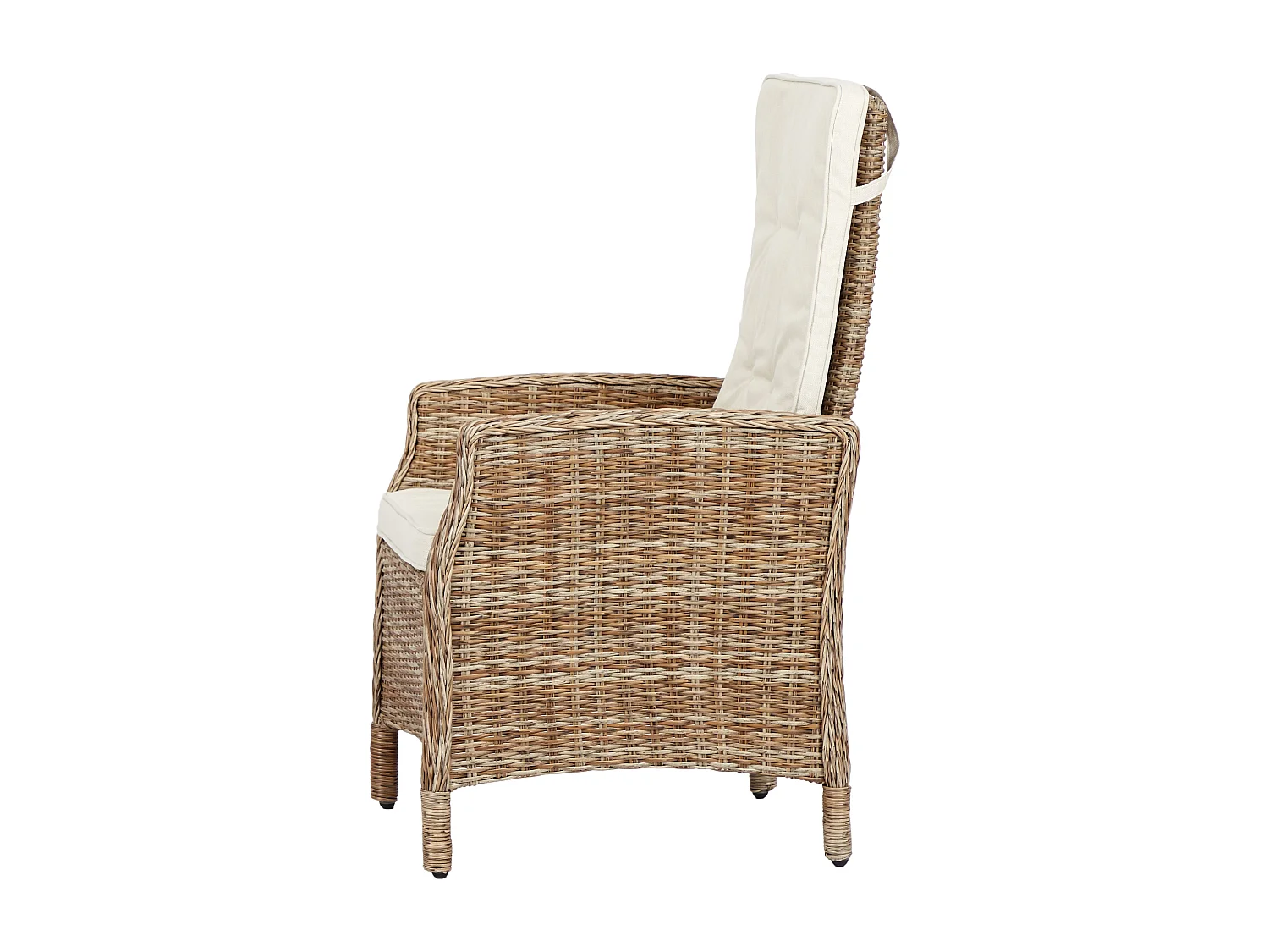 Gram Chaise de jardin avec support d'assise et poignée d'inclinaison, naturel et blanc cassé.