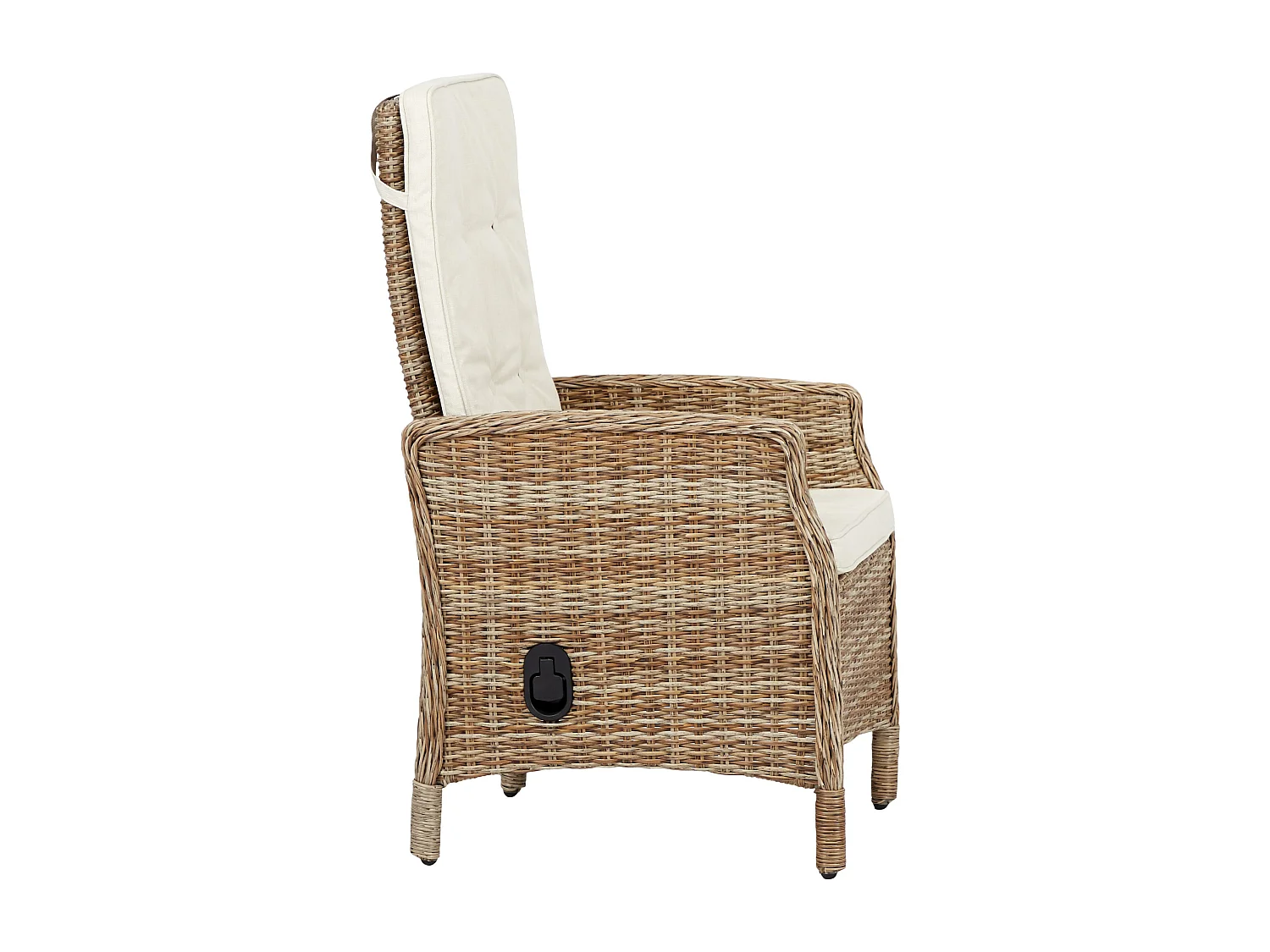 Gram Chaise de jardin avec support d'assise et poignée d'inclinaison, naturel et blanc cassé.