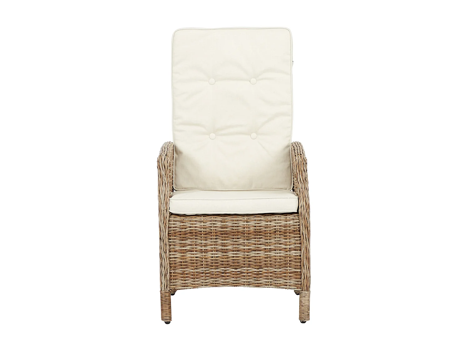 Gram Chaise de jardin avec support d'assise et poignée d'inclinaison, naturel et blanc cassé.