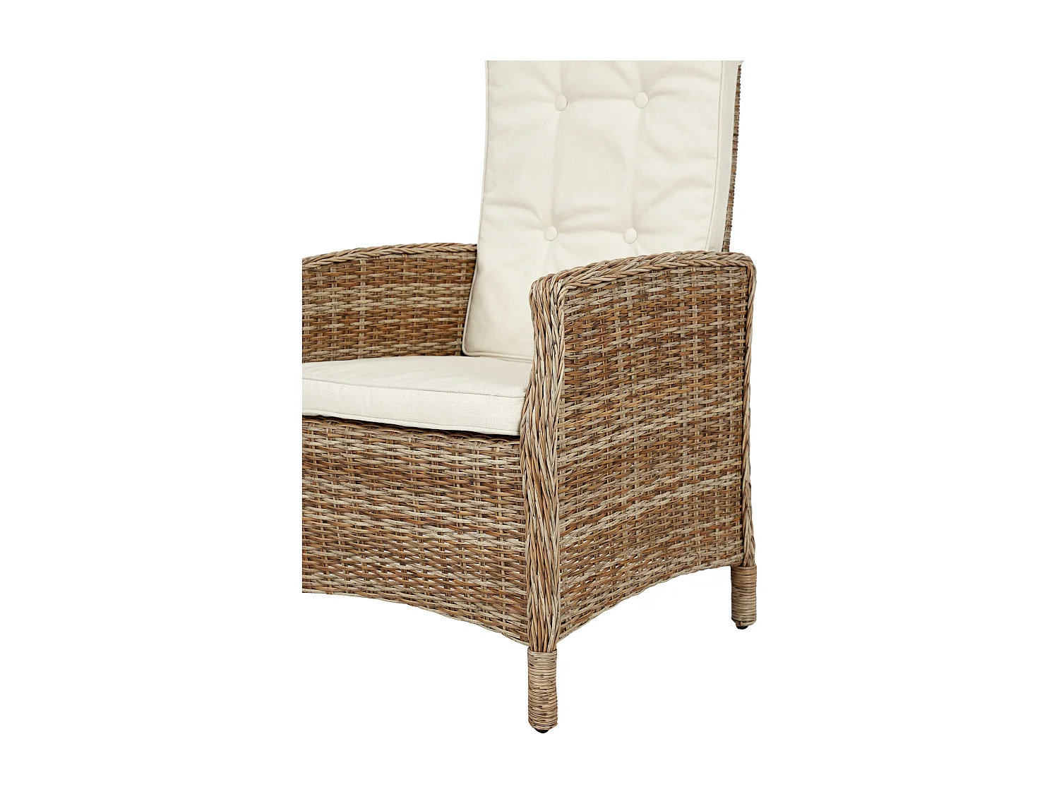 Gram Chaise de jardin avec support d'assise et poignée d'inclinaison, naturel et blanc cassé.