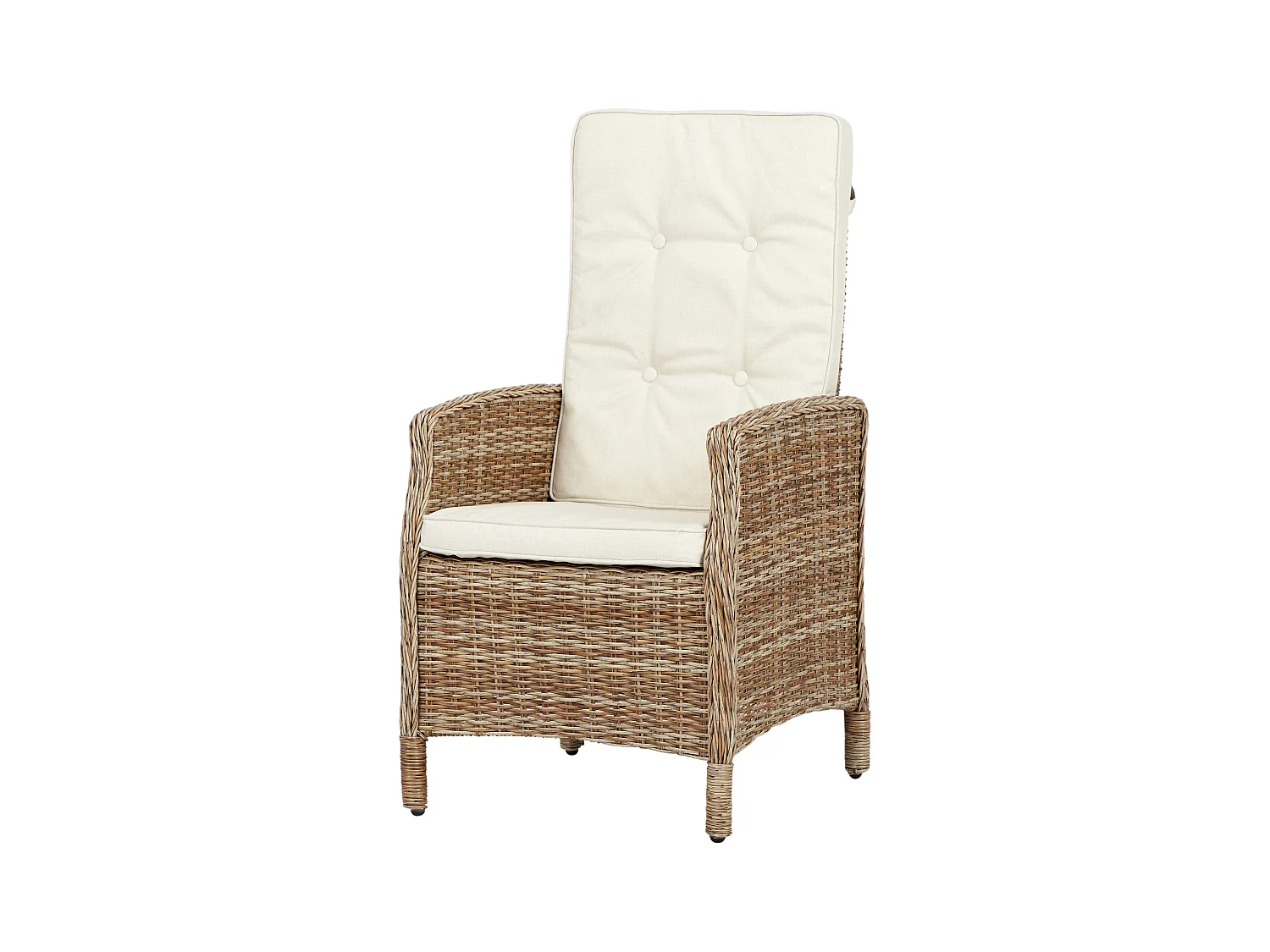 Gram Chaise de jardin avec support d'assise et poignée d'inclinaison, naturel et blanc cassé.