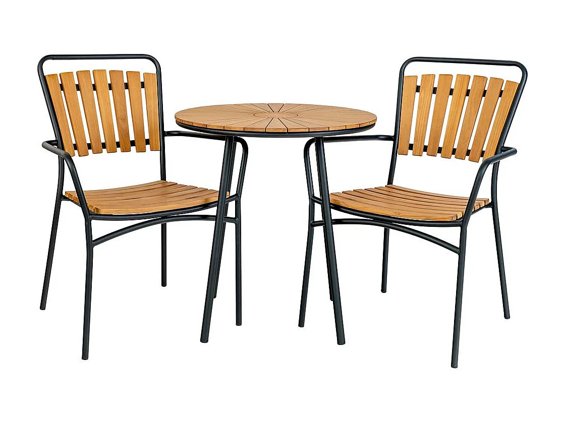 Cleveland Cafetisch Ø70cm Garten Teak,schwarz.