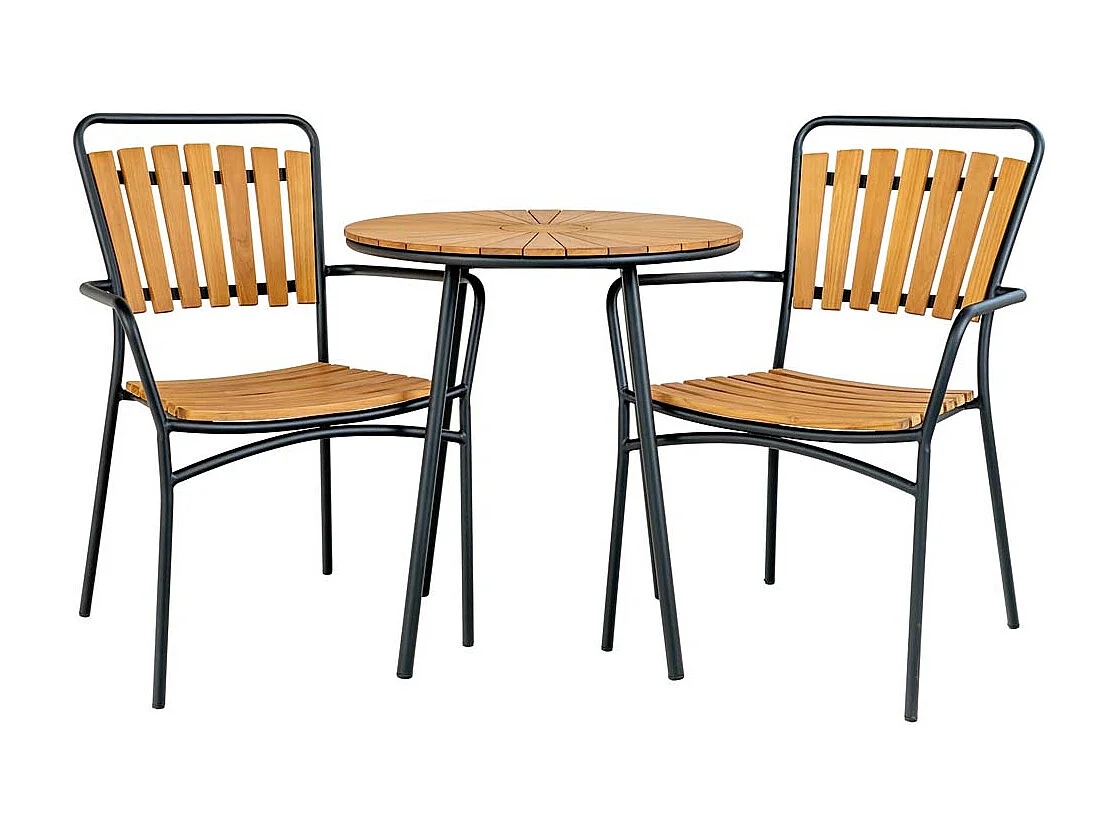 Cleveland Cafetisch Ø70cm Garten Teak,schwarz.
