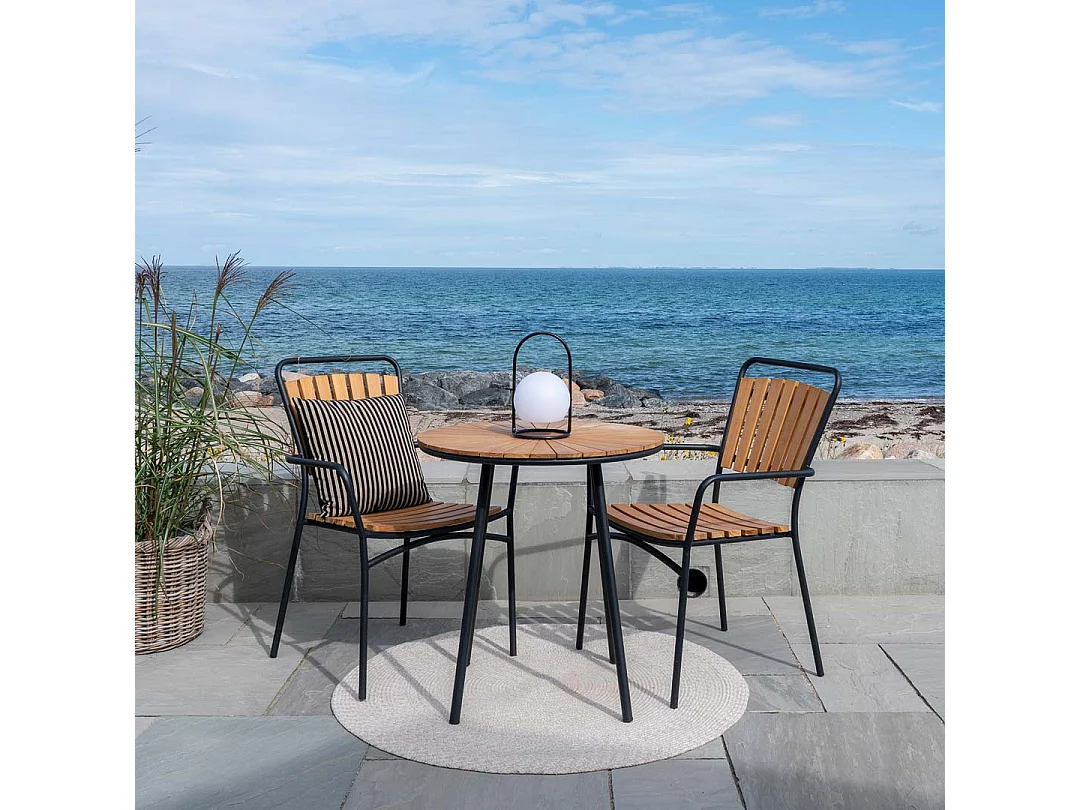 Cleveland Cafetisch Ø70cm Garten Teak,schwarz.