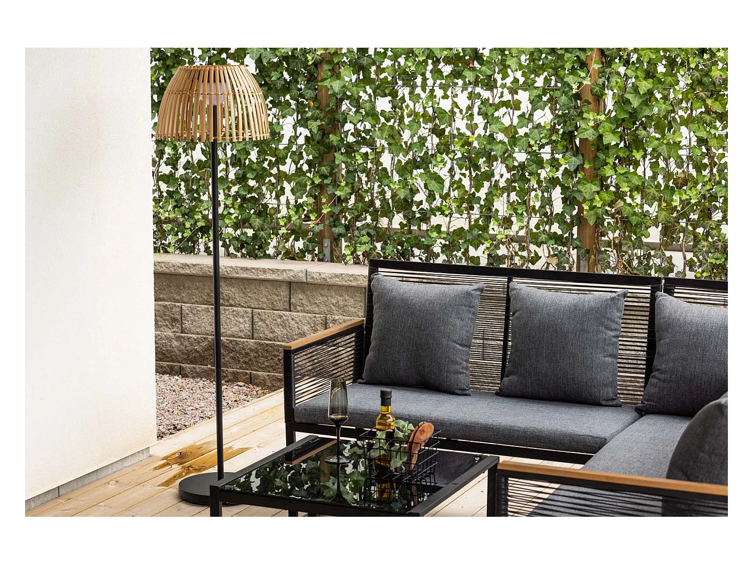 Lampadaire d'Extérieur en Bambou "Mabis" 150cm Naturel