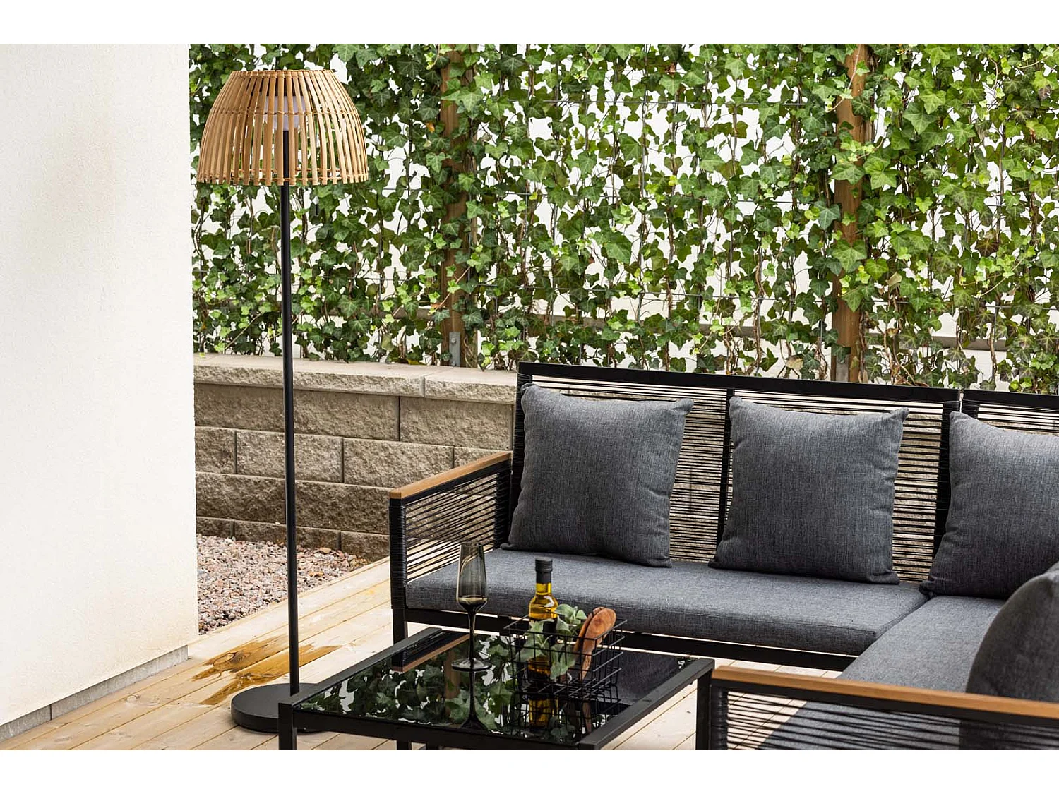 Lampadaire d'Extérieur en Bambou "Mabis" 150cm Naturel