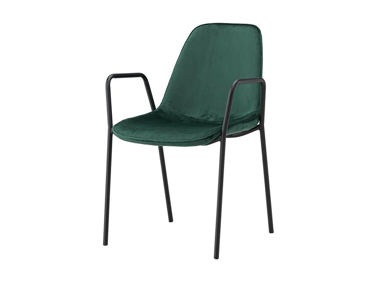 Klädesholmen chaise de salle à manger avec accoudoirs velours vert