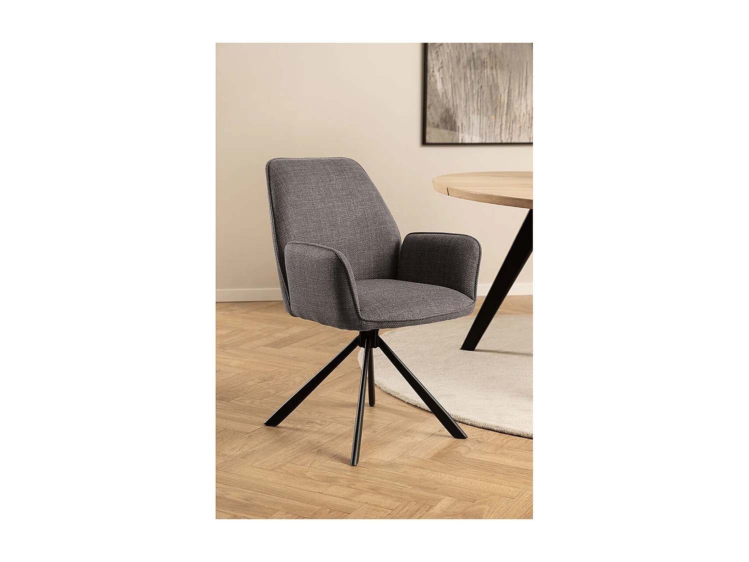 Glenda chaise de salle à manger avec accoudoirs tissu gris clair.