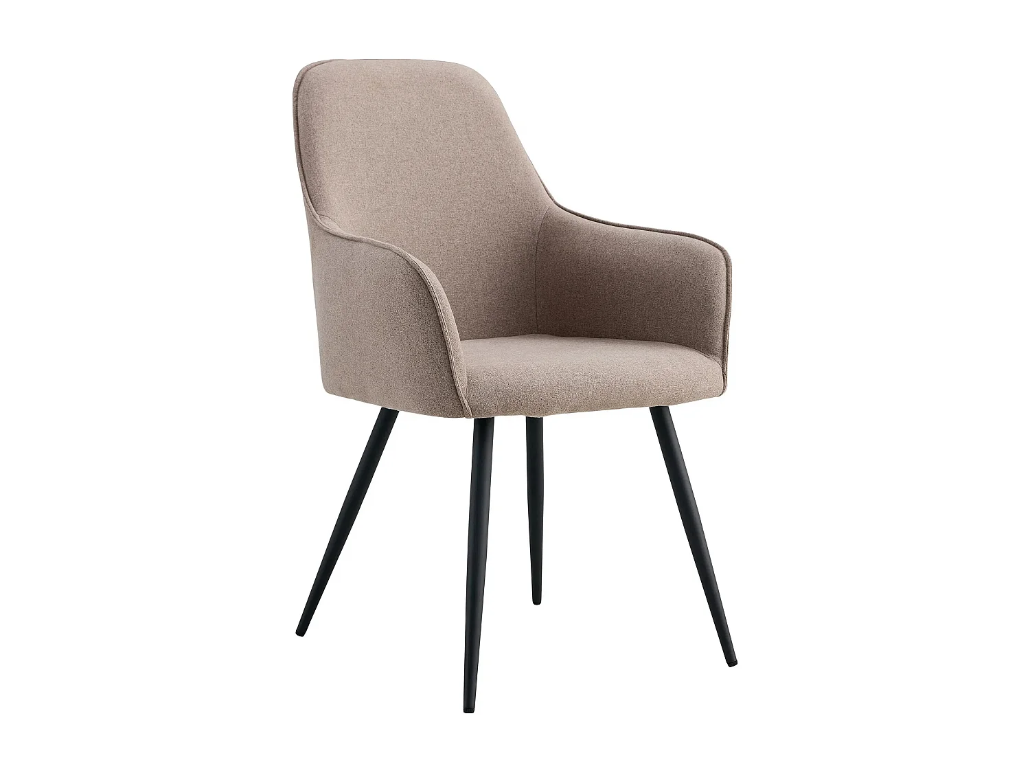 Lot de 2 chaises de salle à manger KARU – Tissu bouclette et pieds métal noir-Beige