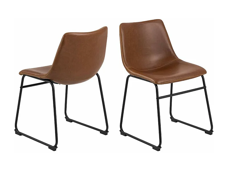 Oregon chaise de salle à manger Simili cuir PU marron.