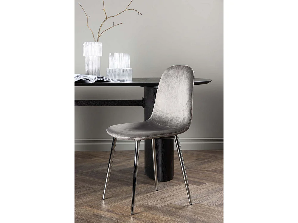 Eva eetkamerstoel velours lichtgrijs.