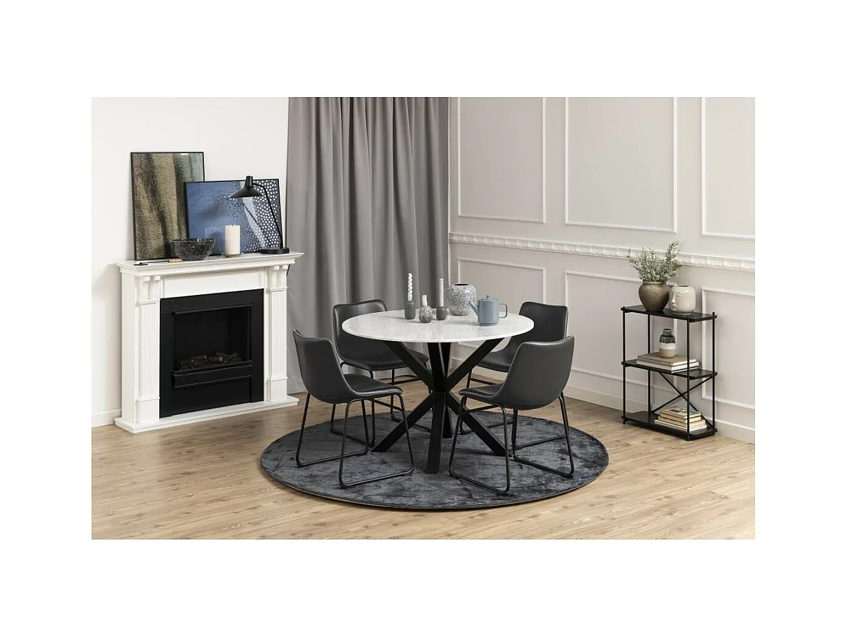 Oregon chaise de salle à manger Simili cuir PU noir.