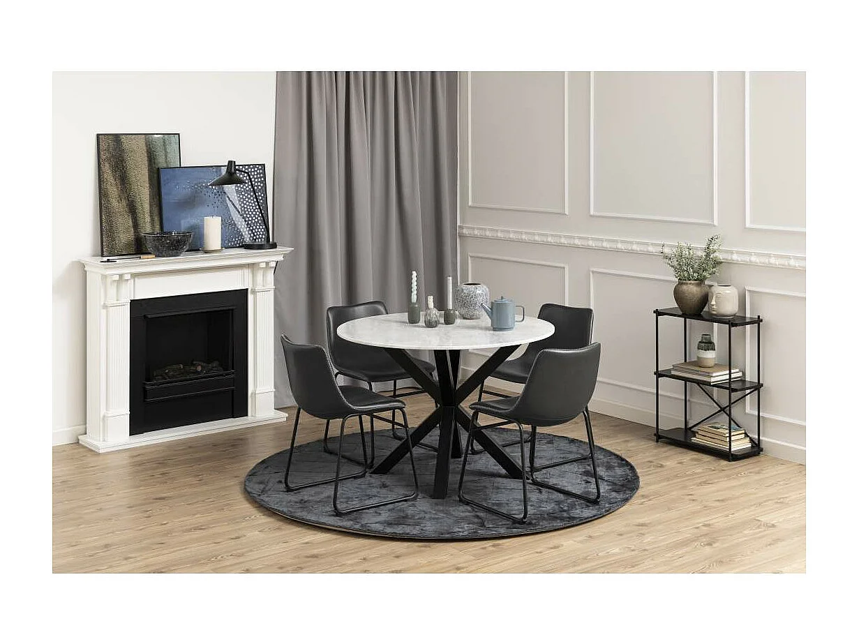 Sedia da pranzo Oregon in similpelle PU nera.