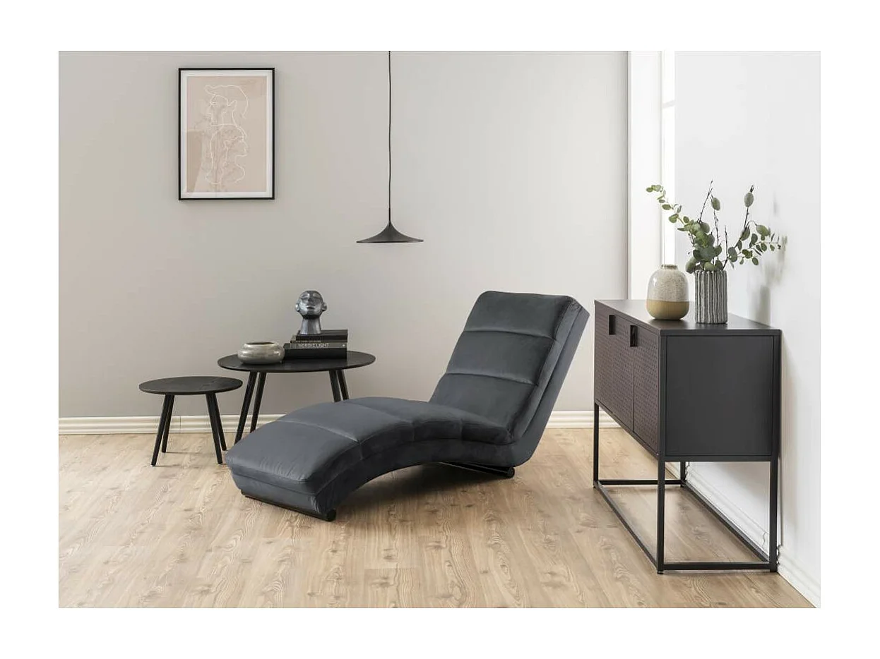 Slinky chaise longue velours gris.
