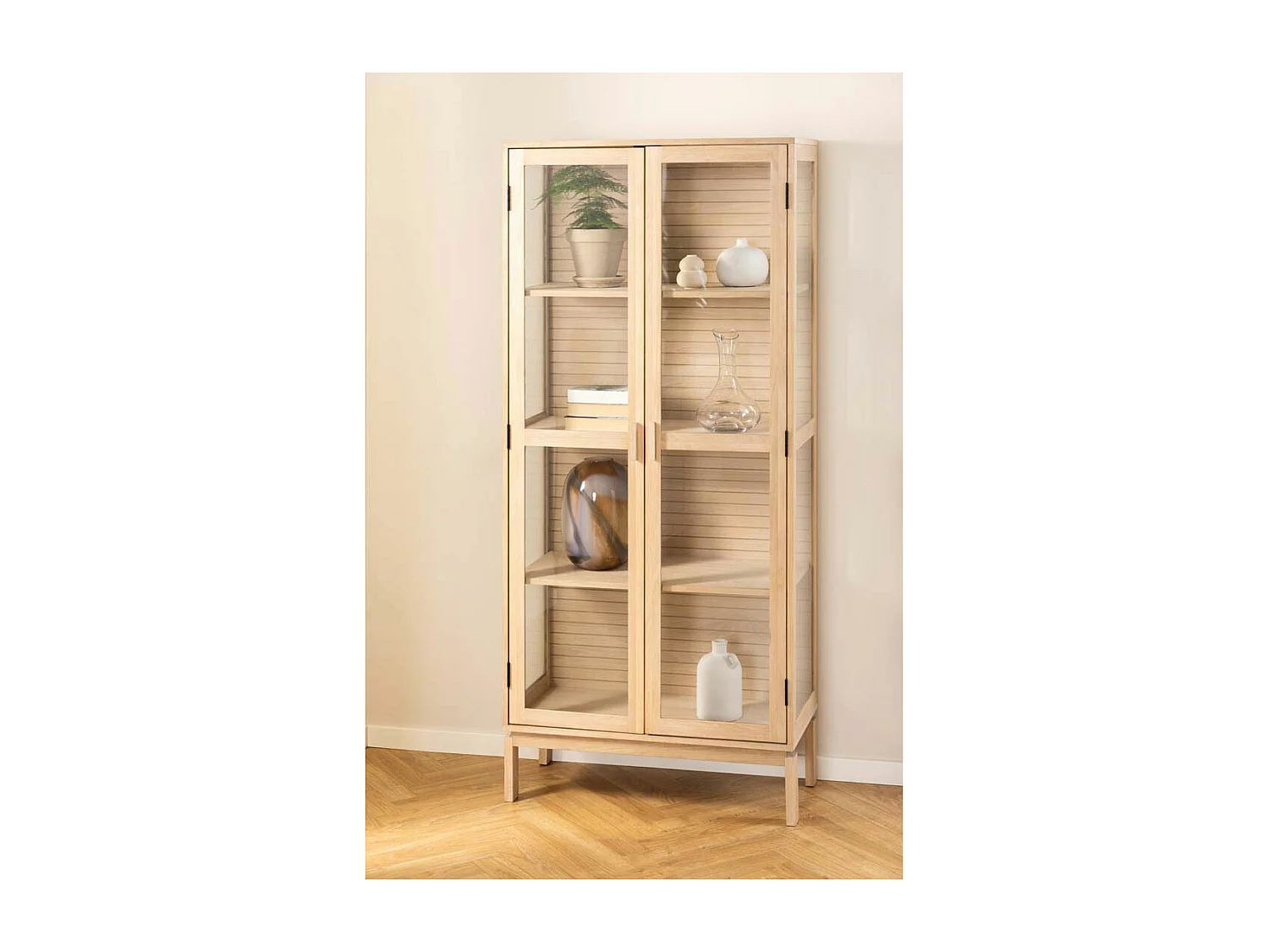 Linley Vitrinenschrank 2 Glastüren Eichenfurnier.