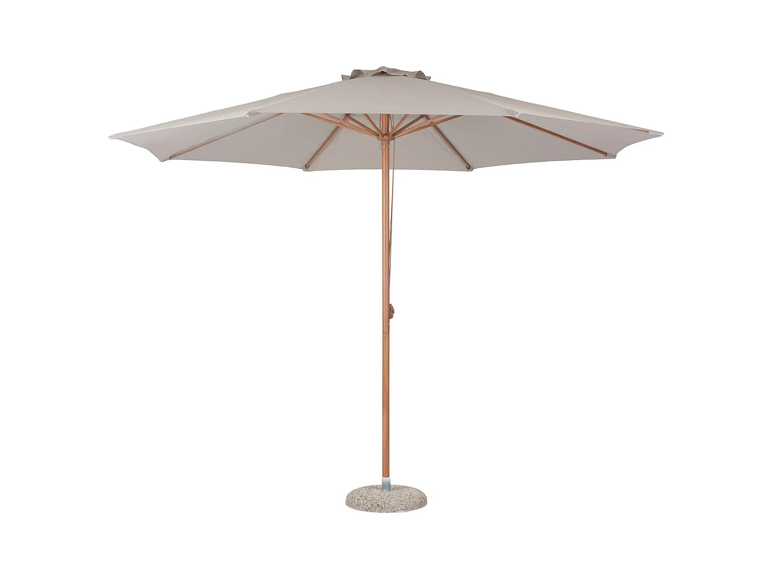 Frank zonnescherm Parasol met dissel Ø3.5M teak decor, beige.